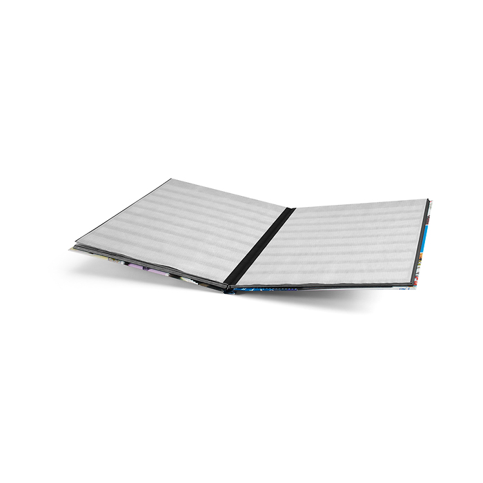 Classeur Stamps A4, 16 pages noires, non illustré, couverture colorée (bandeau bleu)