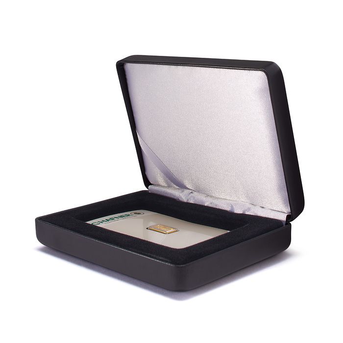 Ecrin Nobile pour 1 lingot d'or façonné en blister, format horizontal, noir