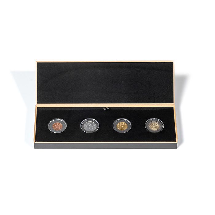 Ecrin Numismatique LUXOR pour quatre capsules de monnaie (diamètre intérieur 33 mm)
