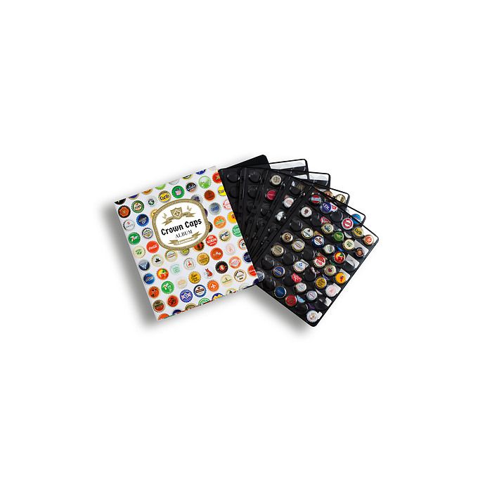 Grande reliure pour bouchons couronnes, avec 5 feuilles Compart, anglais
