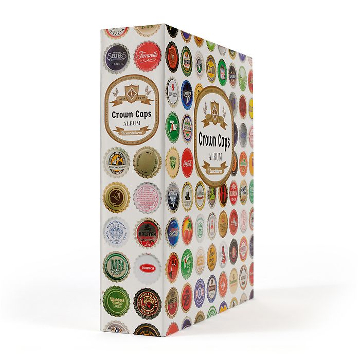 Grande reliure pour bouchons couronnes, avec 5 feuilles Compart, anglais