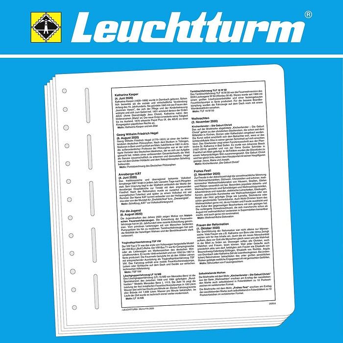 Leuchtturm Memo-feuilles complémentaires Allemagne 2020