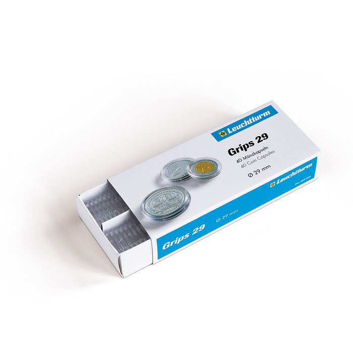 Capsules pour pièces de monnaie diamètre intérieur 29 mm p.   40