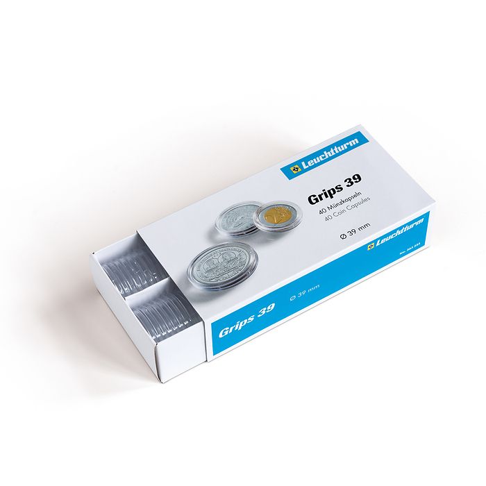 Capsules pour pièces de monnaie diamètre intérieur 39 mm p.   40