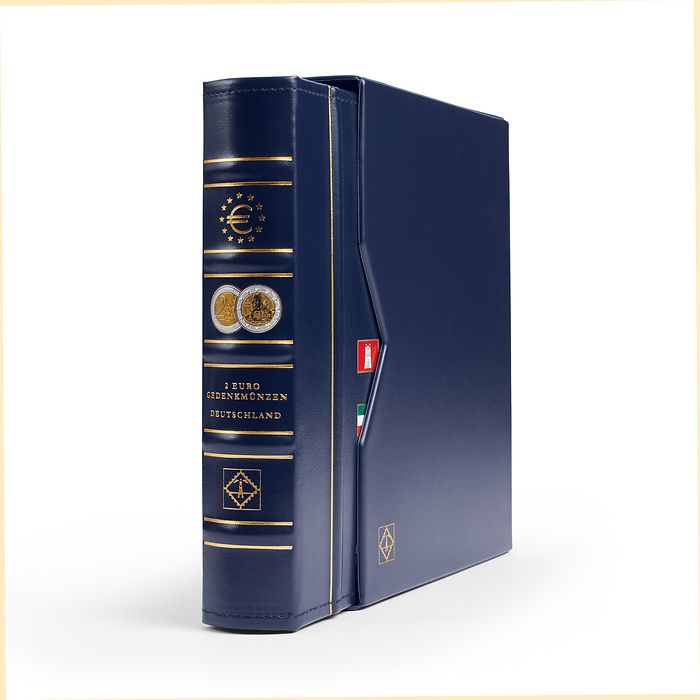 Vista album Numismatique pourpièces comm. all. de 2 Euros avec étui de protection, bleu