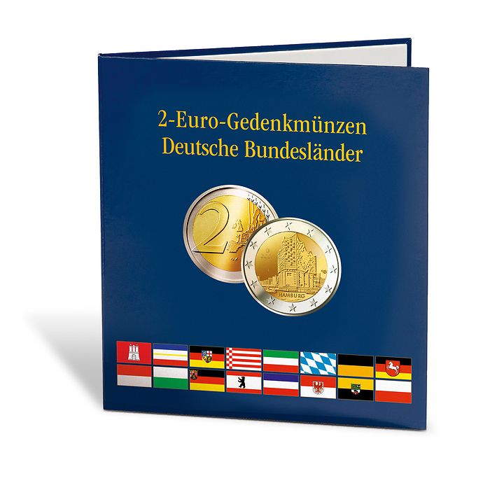 Album Numismatique Presso, € collection p. pièces de monnaies 2 Euro, États fédéraux alle.
