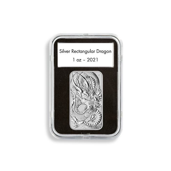 Capsules Quickslab 47,6 x 27,6 pour 1 once argent Rectangular Dragon, paquet de 5