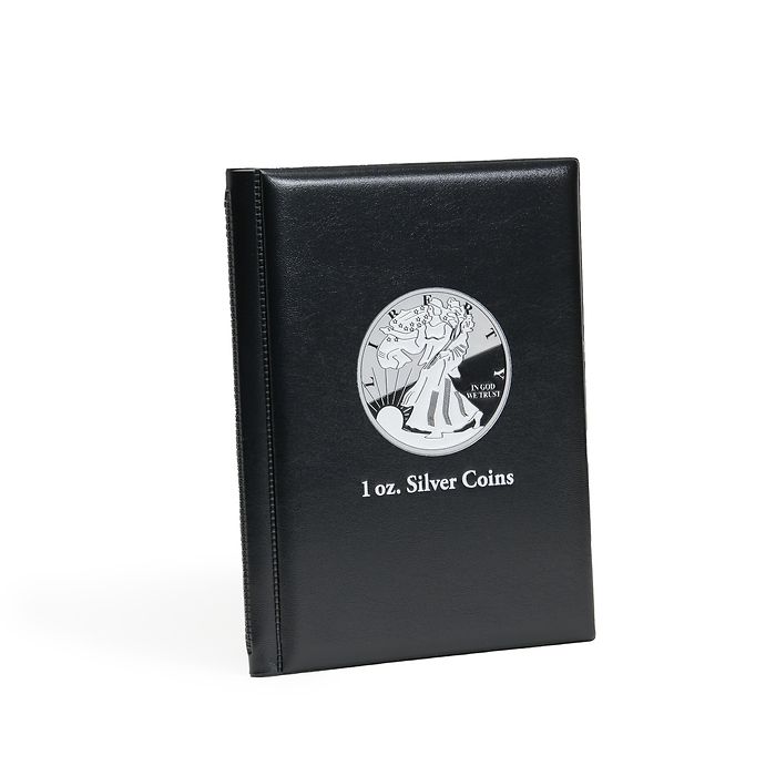 Album de poche pour 48 pièces  en argent, jusqu'à 41mm de diamètre, noir