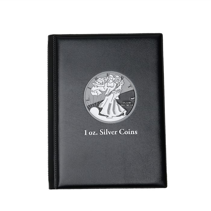 Album de poche pour 48 pièces  en argent, jusqu'à 41mm de diamètre, noir