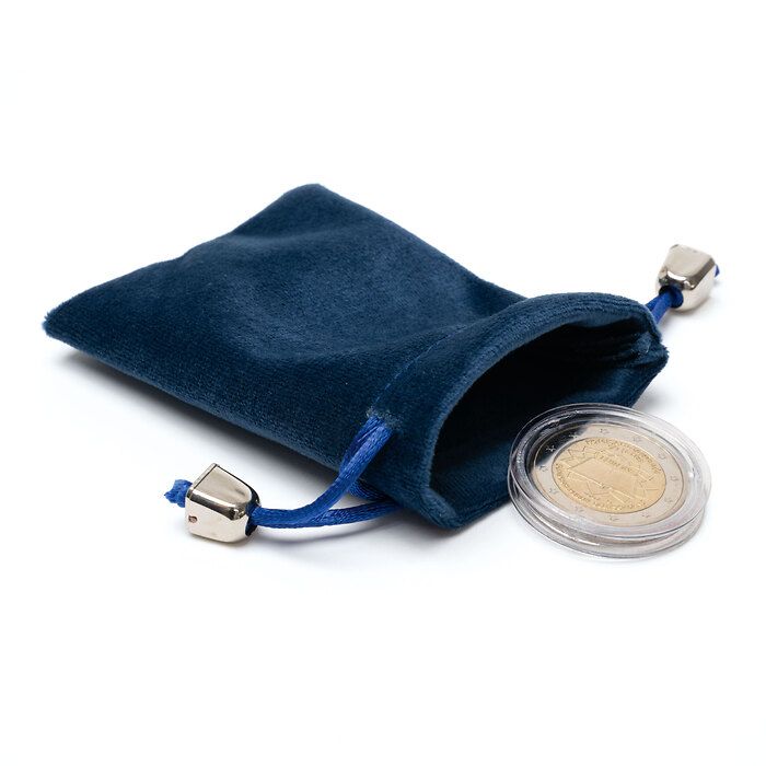 Sachet pour pièces de monnaie S, en velours bleu