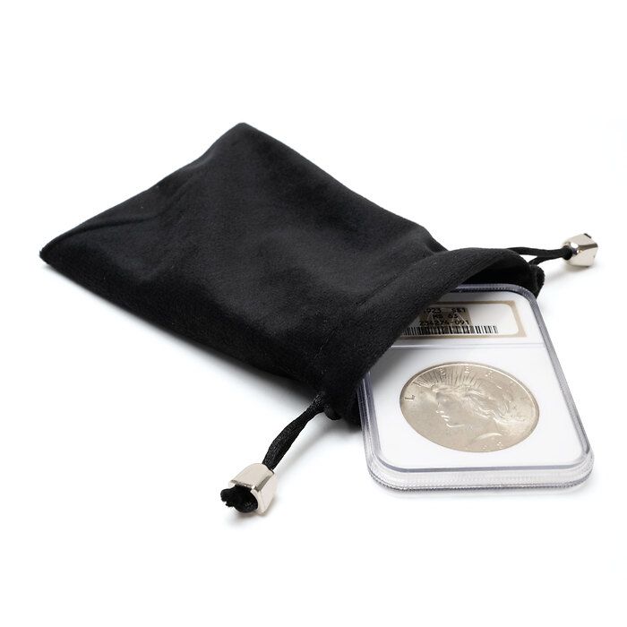 Sachet pour pièces de monnaie  L, en velours noir