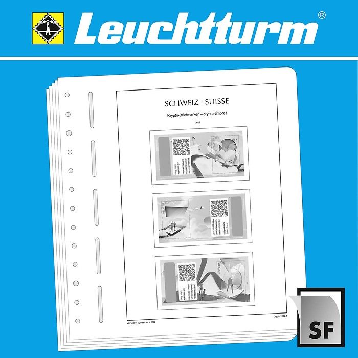 LEUCHTTURM feuilles complémentaires SF Suisse CRYPTO-timbres 2022