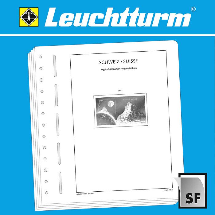 LEUCHTTURM feuilles complémentaires SF Suisse CRYPTO-timbres 2021