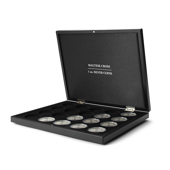 Volterra Uno - Coffret pour 20 pièces en argent « Croix de Malte » en capsules