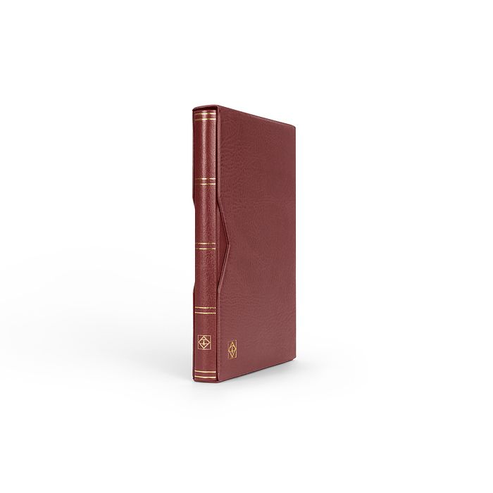 Classeur Premium, DIN A4, 32 feuilles noires, couverture ouatinée en cuir + étui, rouge
