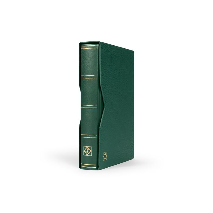 Classeur Premium, DIN A4, 64 feuilles noires, couverture ouatinée en cuir + étui, vert