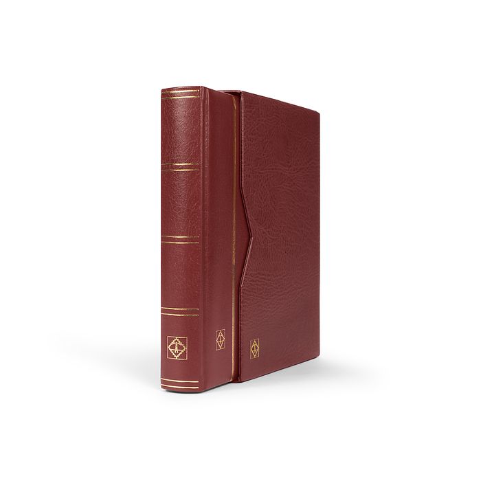 Classeur Premium, DIN A4, 64 feuilles noires, couverture ouatinée en cuir + étui, rouge