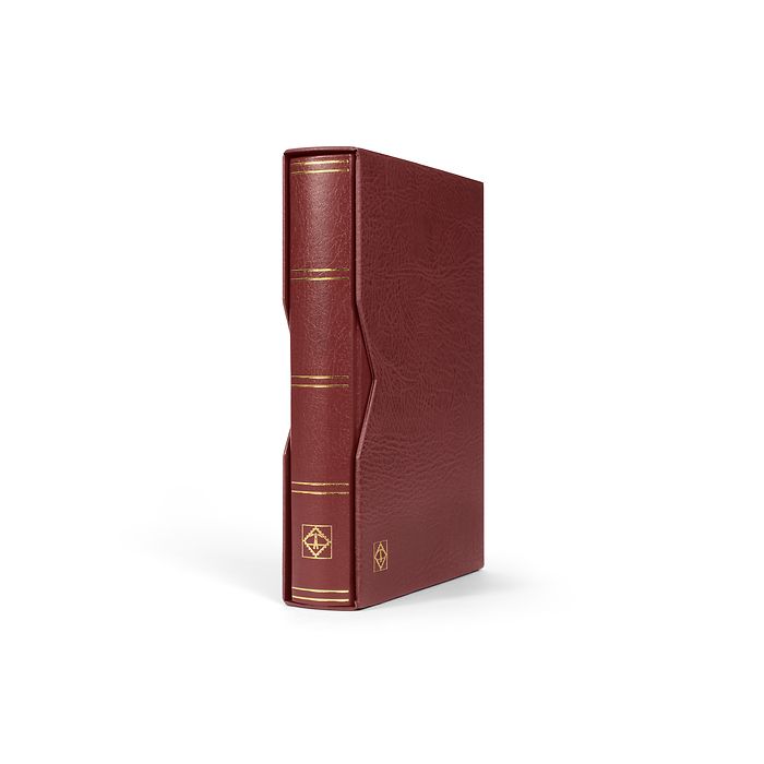 Classeur Premium, DIN A4, 64 feuilles noires, couverture ouatinée en cuir + étui, rouge