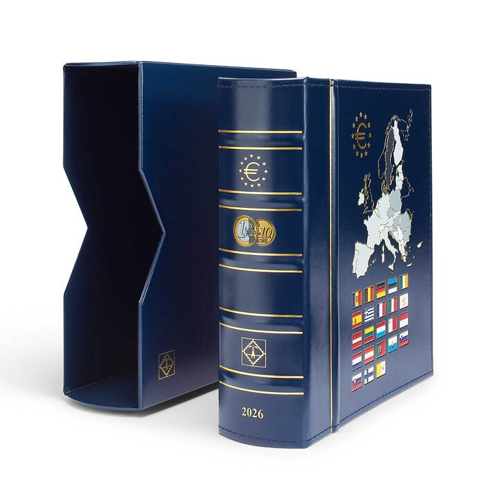 Vista album euros millésimes 2026, avec étui de protection, bleu
