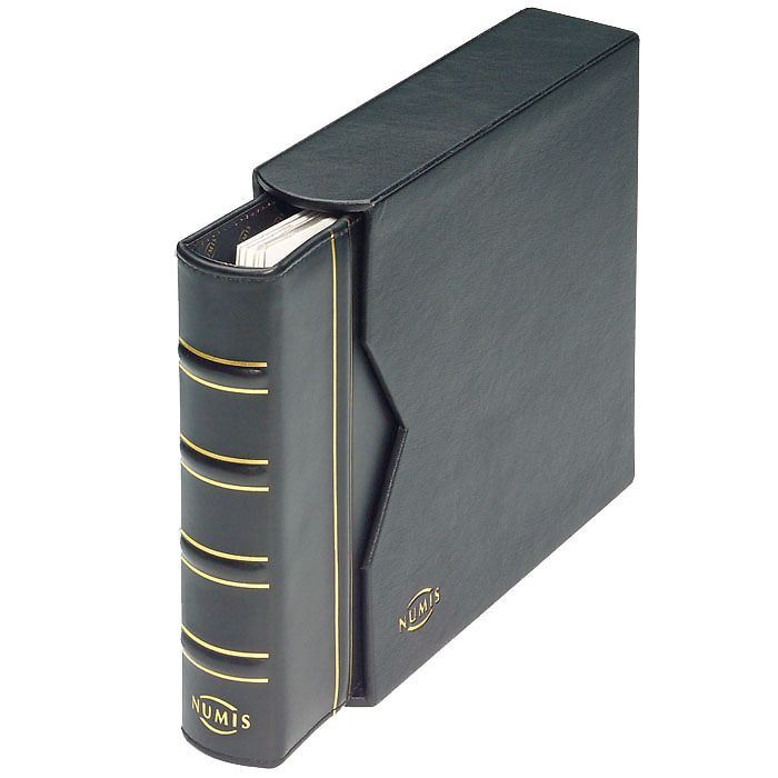 Reliure à anneaux Numis, design classique, avec cuir étui de protection