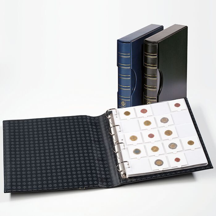 Album GRANDE, façon classi.incl.10 poch. pour 200 étuis cart.50x50 mm a.étui d. protection