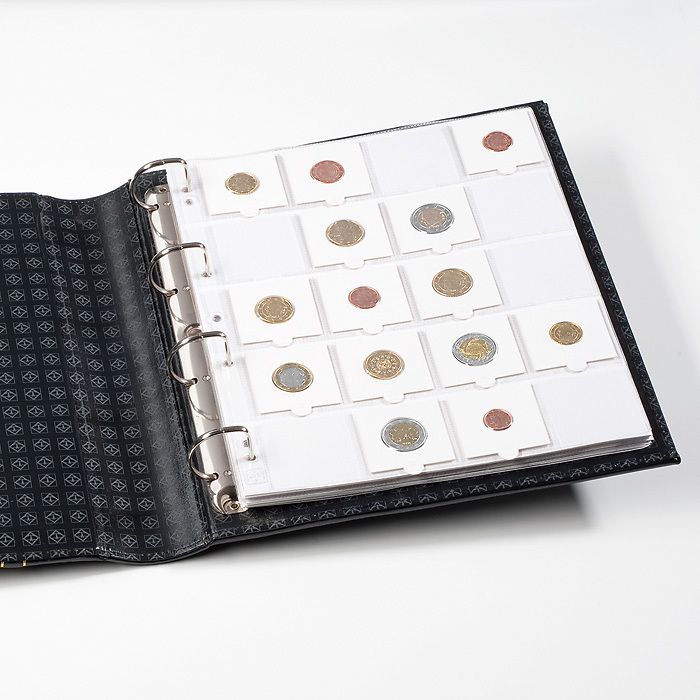 Album GRANDE, façon classi.incl.10 poch. pour 200 étuis cart.50x50 mm a.étui d. protection