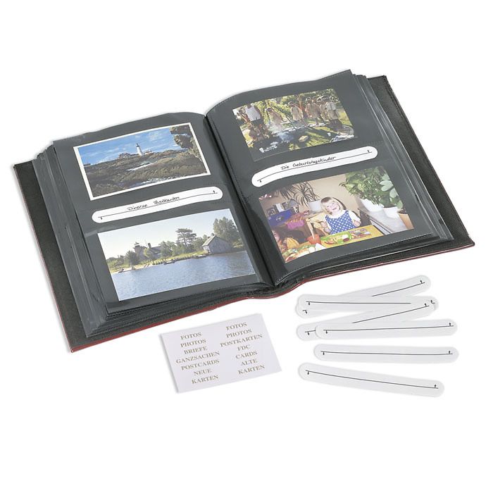 Album multi-usage 200 cartes postales, lettres, photos stand. ou 100 photos panoram.