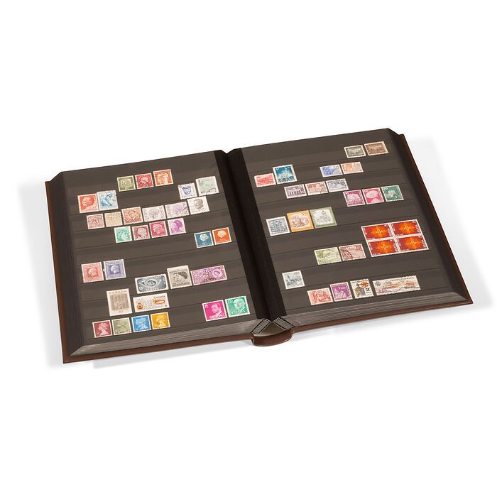 Classeur à bandes Leder, A4, 64 pages noires, couverture ouatinée en cuir véritable