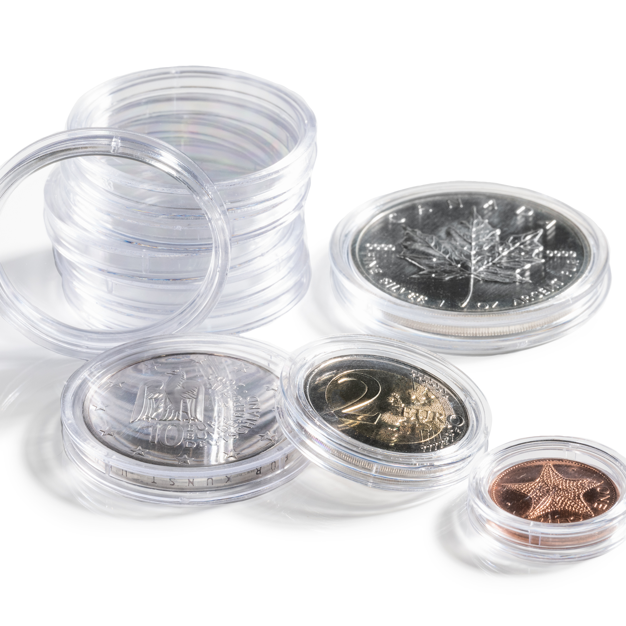 Capsules Pièces de 27 mm Monnaie Plastique Collection Monnaie avec Boîte de Rangement pour Collection de Pièces 100PCS 